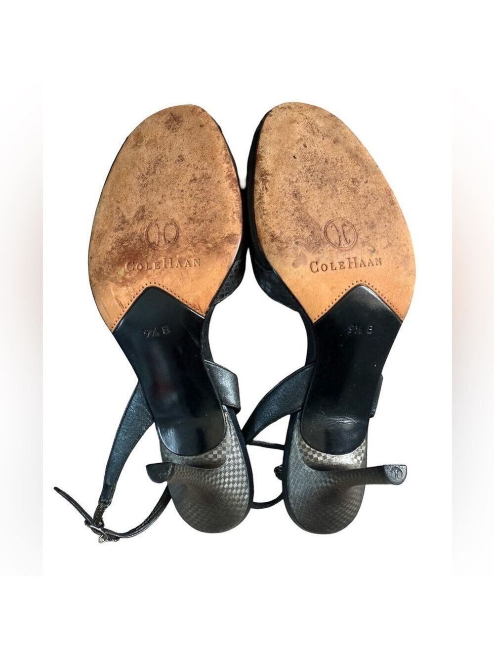 COLE HAAN Black Women's Camdyn Mixed Media Ornate Peep Toe Pumps Sz 9.5 $89 - Picture 4 of 7